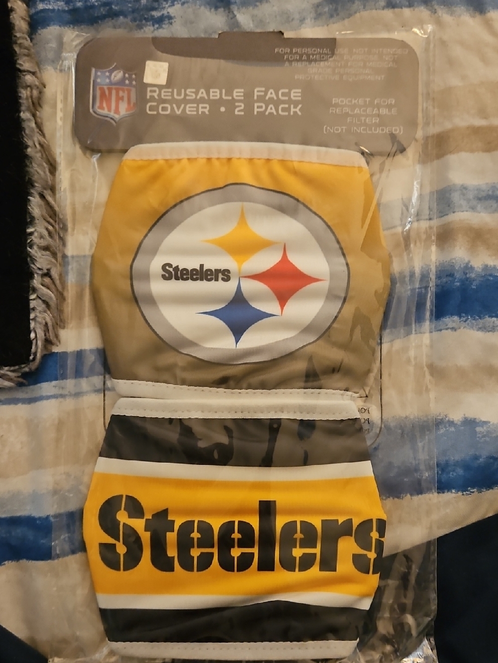 NFL Pittsburgh Steelers 2 Piece Face Mask - Yellow, Black, White